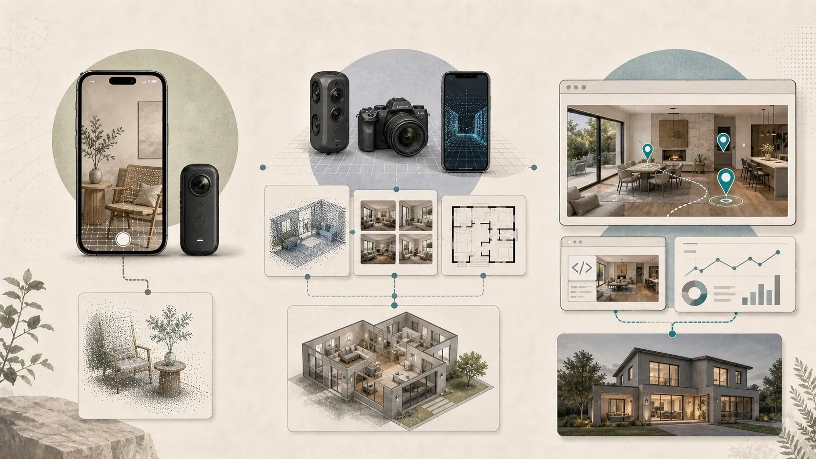 A phone capture app, flexible 3D capture workflow, and guided browser tour publishing path
